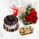 Chocolate Vanilla Cake + 3 Red Roses + 16 Pcs Ferrero