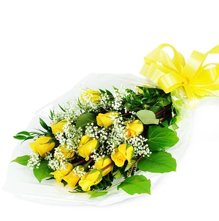 Perfect Wrapped Long-Stemmed Yellow Roses-Flowers to Canada from Pakistan