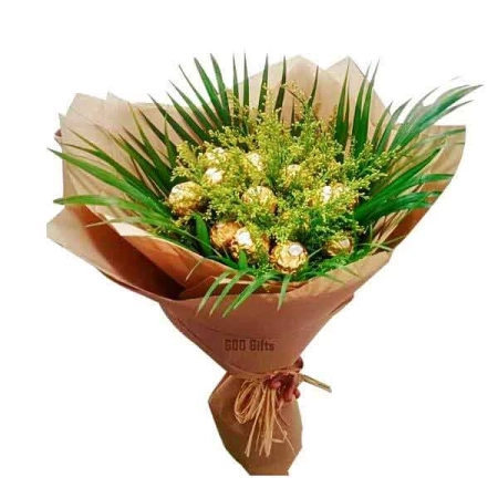 12 Ferrero Rocher Chocolate Bouquet Birthday Anniversary Flowers To Dubai Sharjah Abu Dhabi UAE from Pakistan